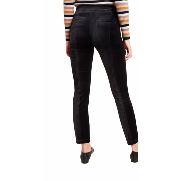 Anthropologie Black The Essential Slim Velvet Straight Pants US 0 UK 4 EU 32 - Picture 16 of 16